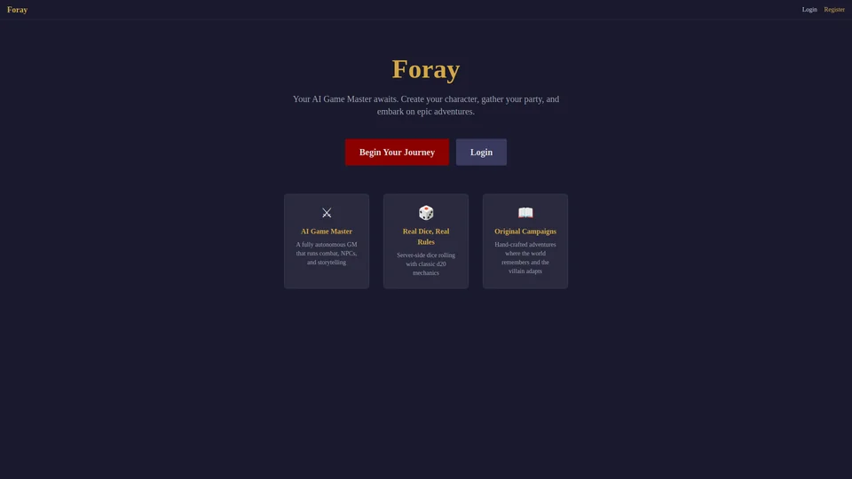 Homepage snapshot at launch