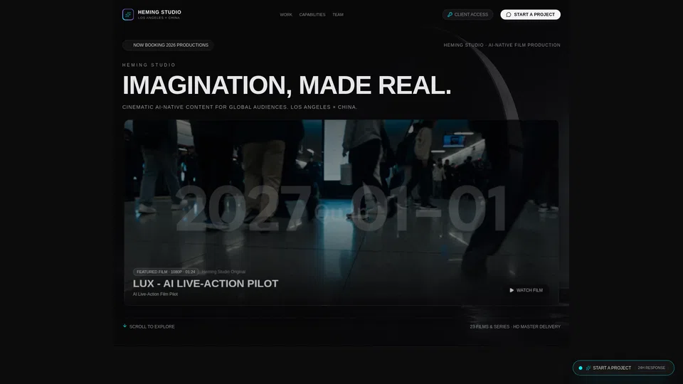 Homepage snapshot at launch