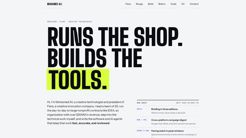 Homepage snapshot at launch