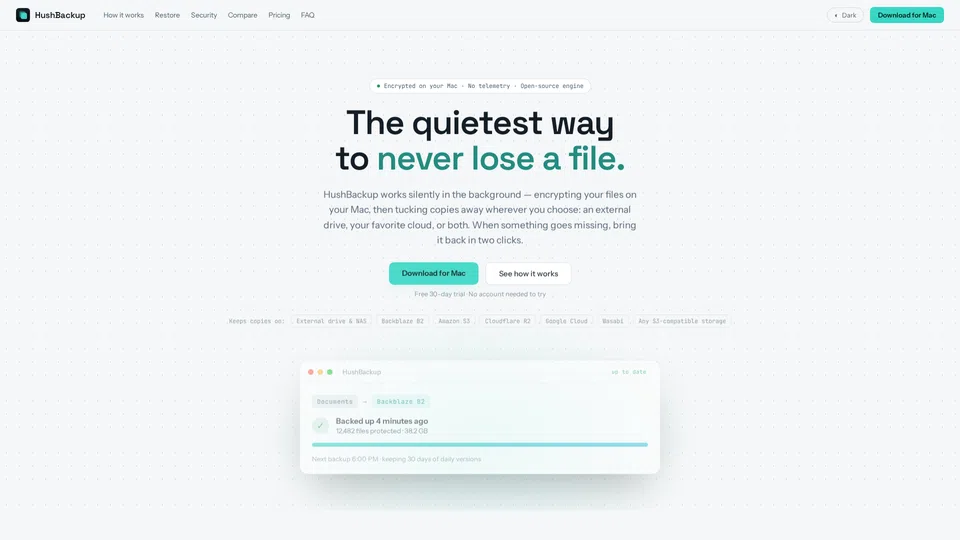 Homepage snapshot at launch