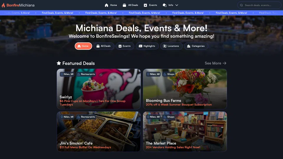 Homepage snapshot at launch