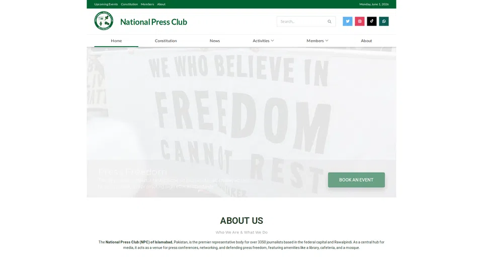 Homepage snapshot at launch