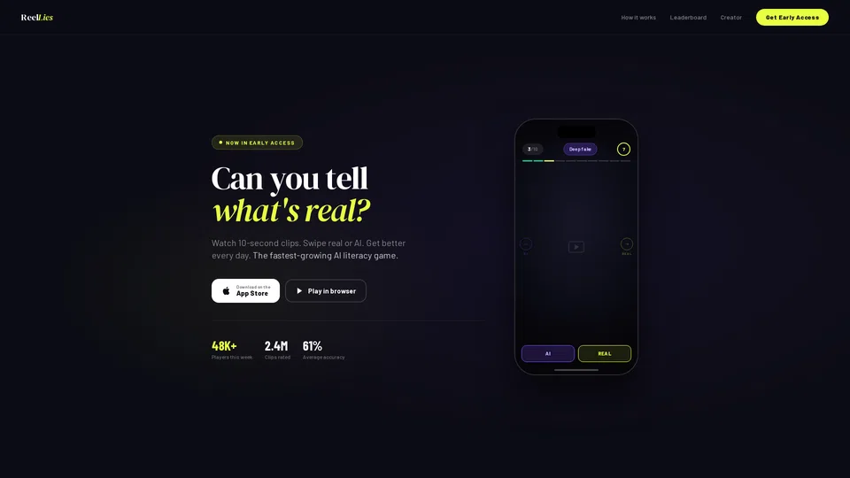 Homepage snapshot at launch