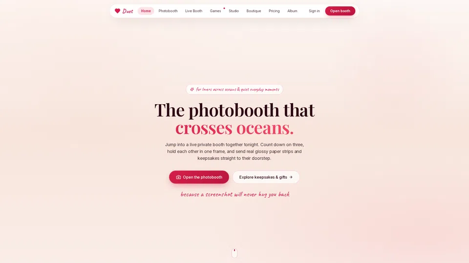Homepage snapshot at launch