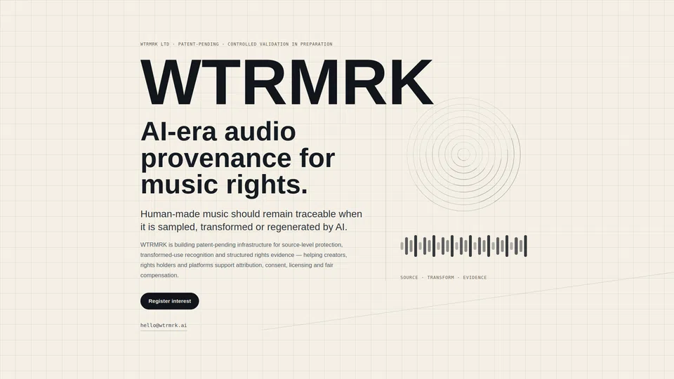 Homepage snapshot at launch