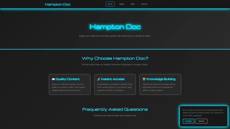 Homepage snapshot at launch
