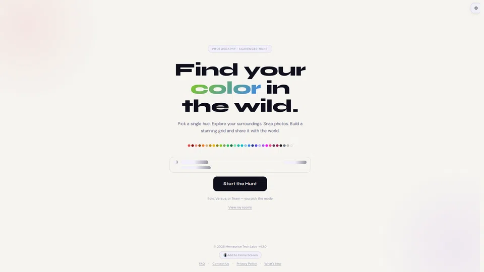 Homepage snapshot at launch