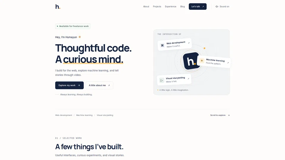 Homepage snapshot at launch