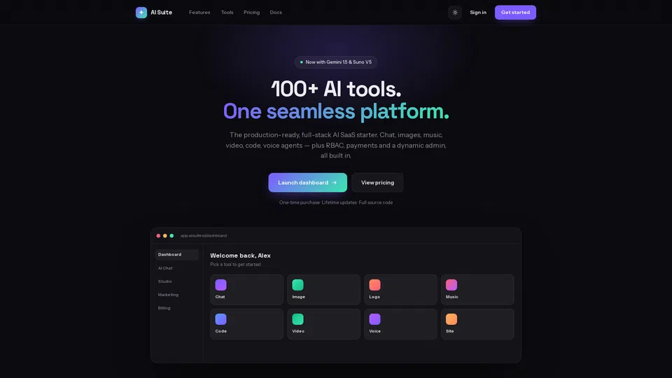 Homepage snapshot at launch