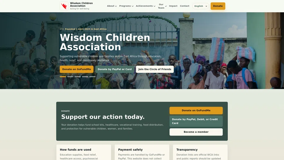 Homepage snapshot at launch