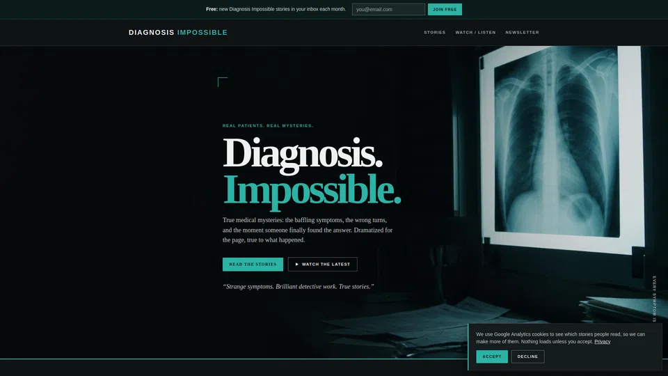Homepage snapshot at launch