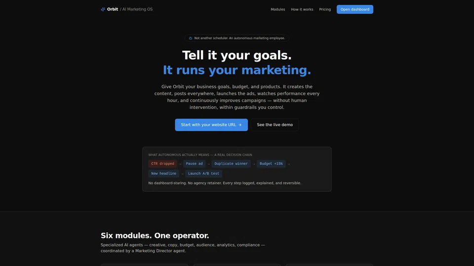 Homepage snapshot at launch