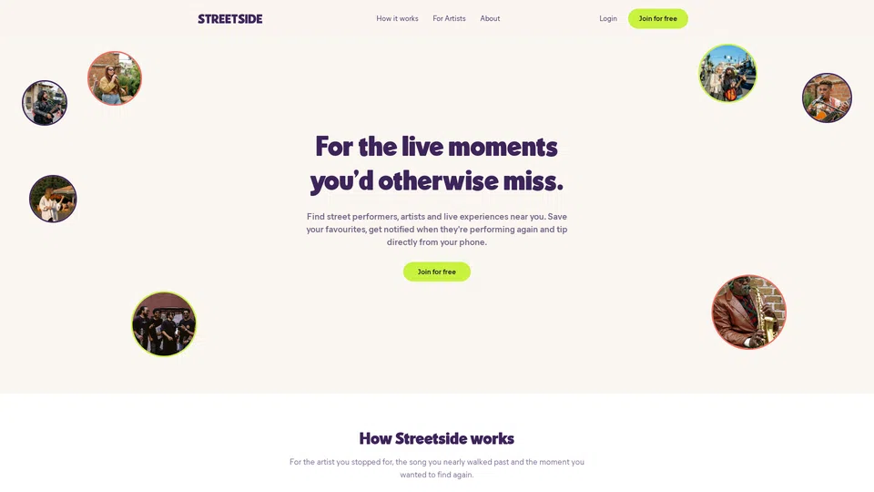 Homepage snapshot at launch