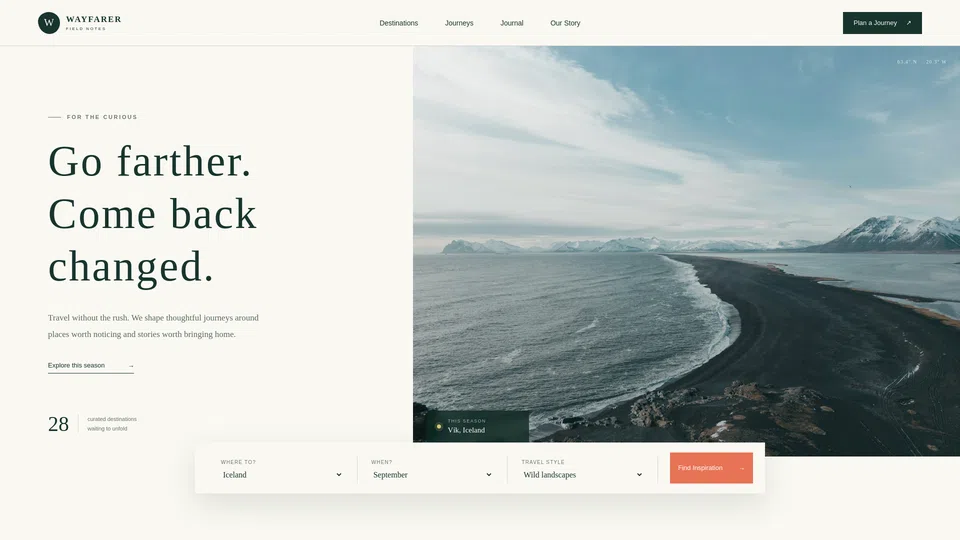 Homepage snapshot at launch