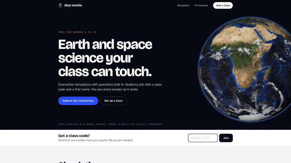Homepage snapshot at launch