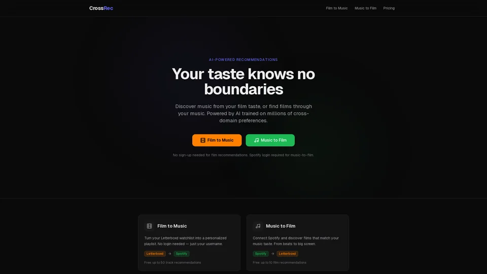 Homepage snapshot at launch
