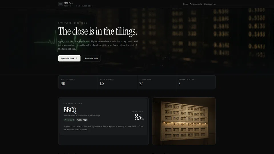 Homepage snapshot at launch