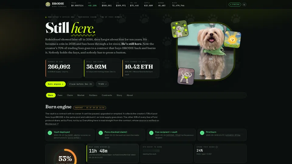 Homepage snapshot at launch