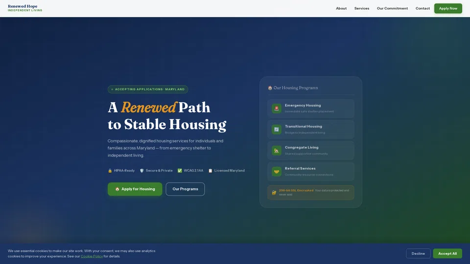 Homepage snapshot at launch