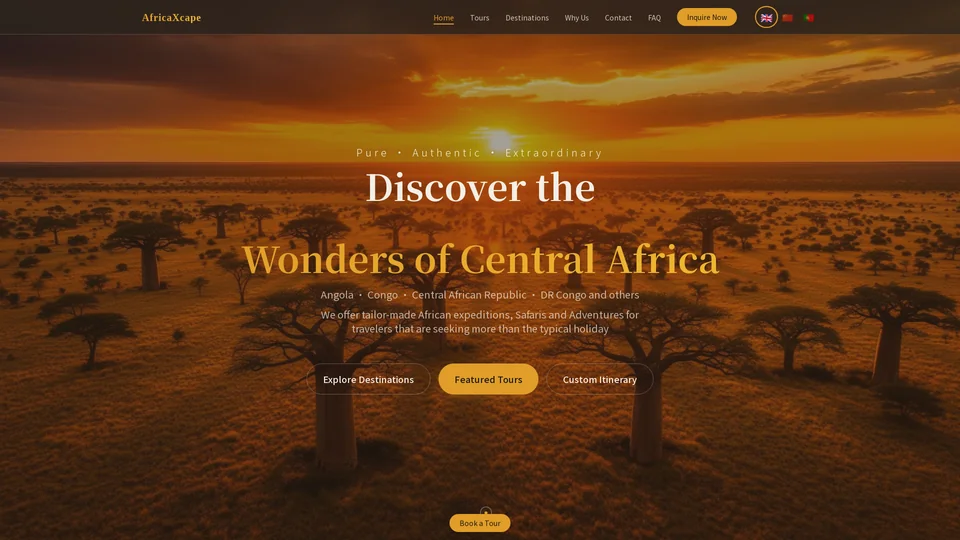 Homepage snapshot at launch