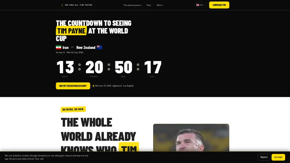 Homepage snapshot at launch