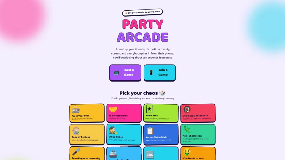 Homepage snapshot at launch
