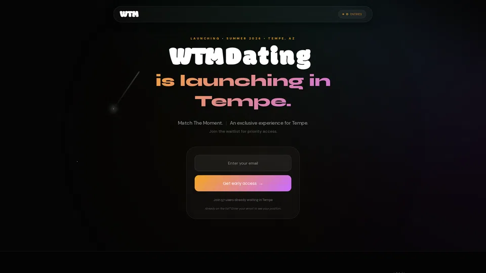 Homepage snapshot at launch