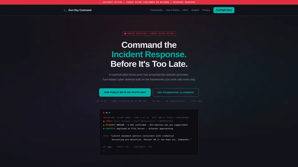Homepage snapshot at launch