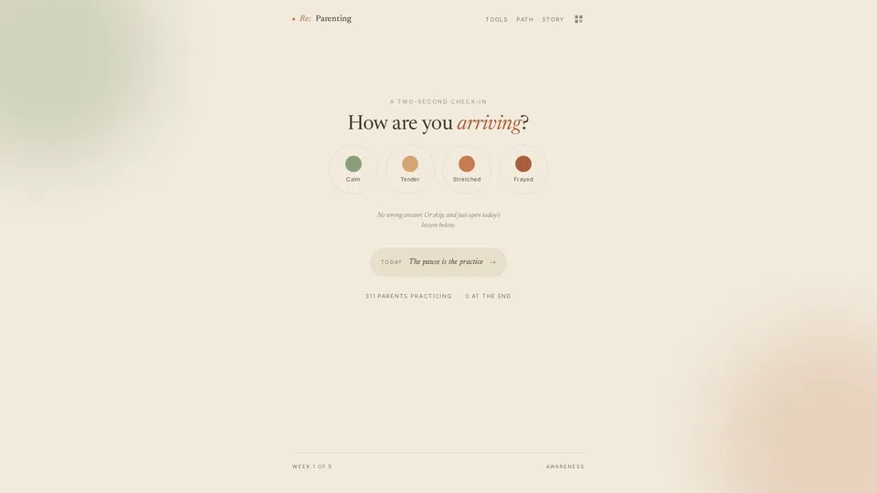 Homepage snapshot at launch