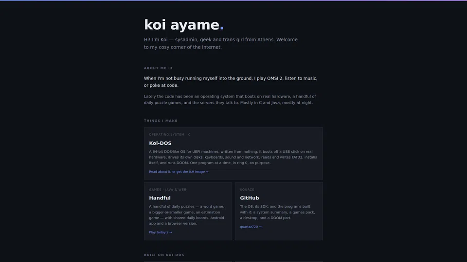 Homepage snapshot at launch