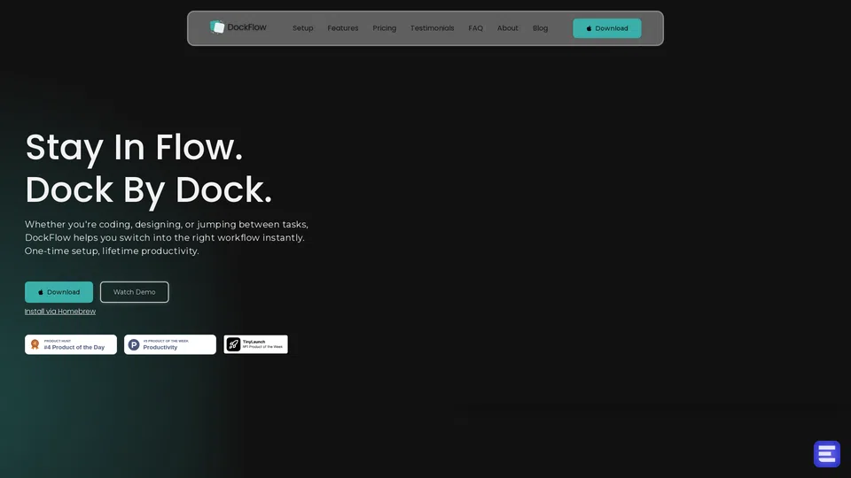 Homepage snapshot at launch