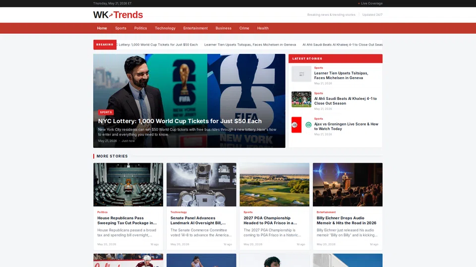 Homepage snapshot at launch
