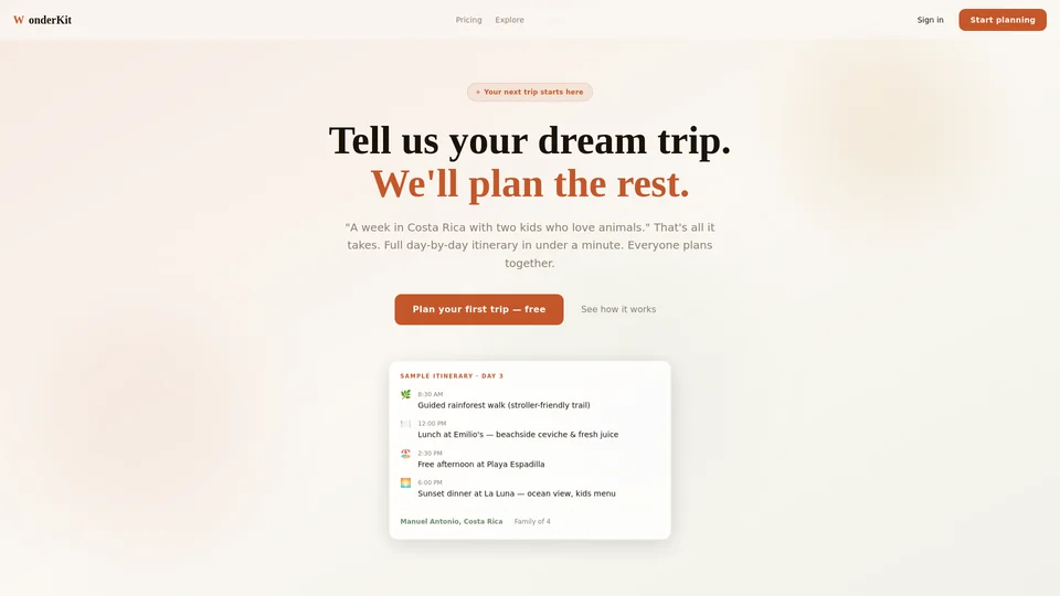 Homepage snapshot at launch