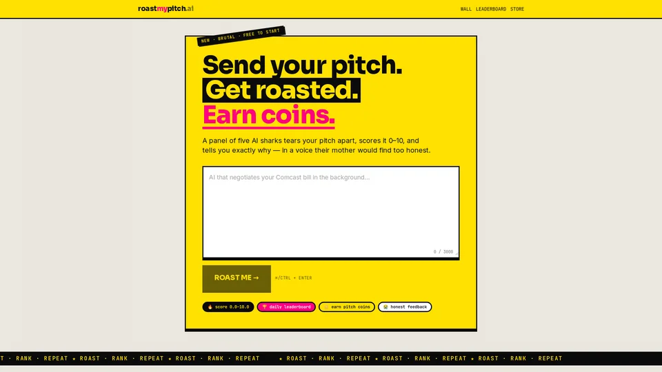 Homepage snapshot at launch