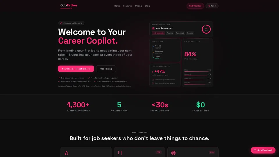 Homepage snapshot at launch