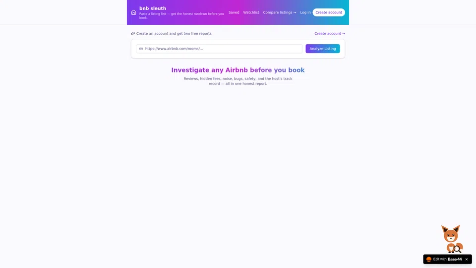 Homepage snapshot at launch