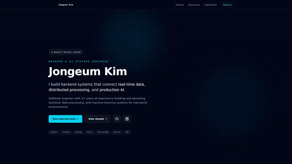 Homepage snapshot at launch