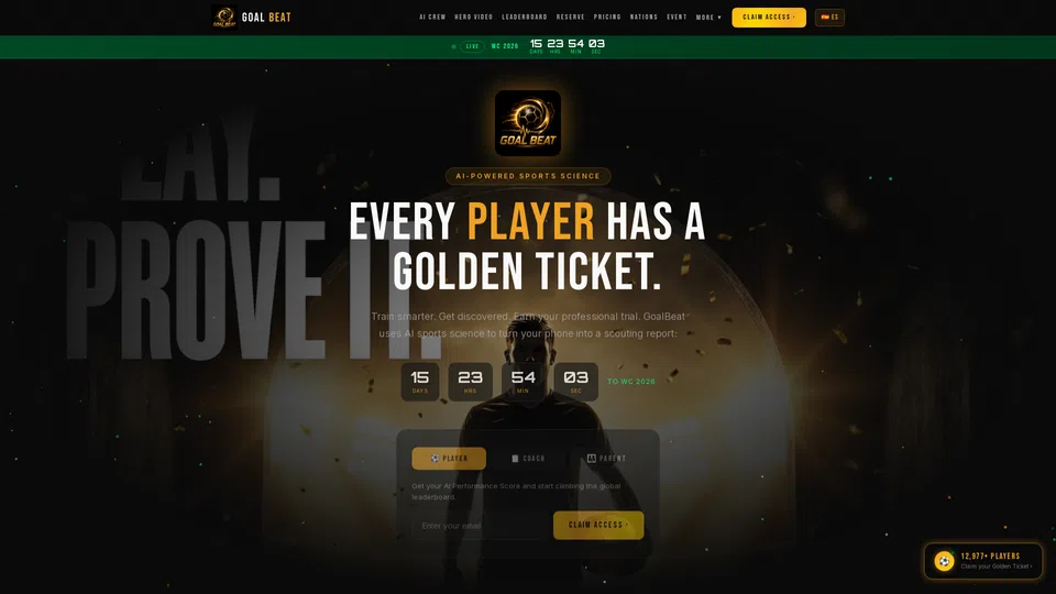 Homepage snapshot at launch