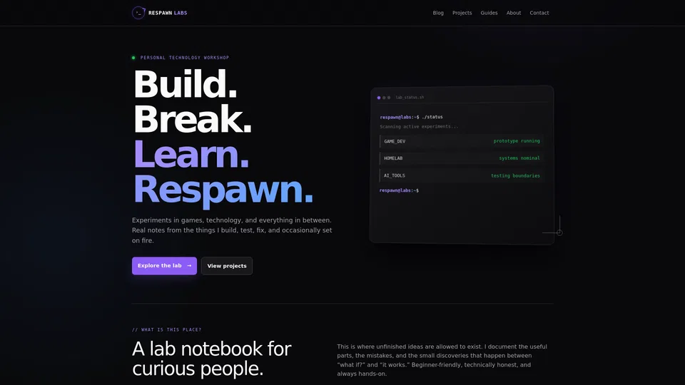 Homepage snapshot at launch