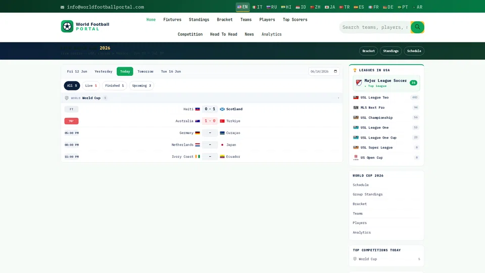 Homepage snapshot at launch