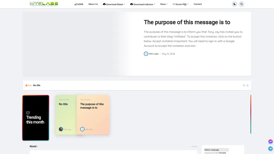 Homepage snapshot at launch