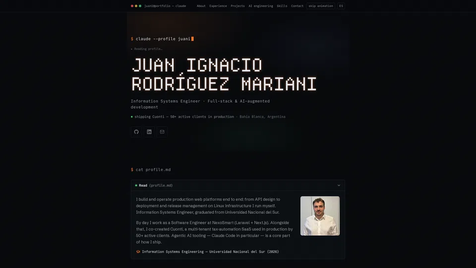 Homepage snapshot at launch