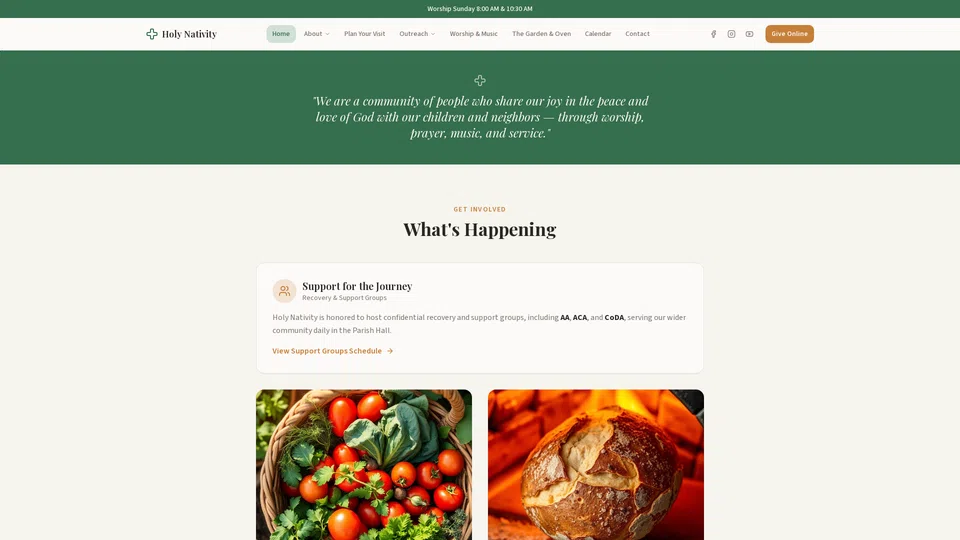 Homepage snapshot at launch