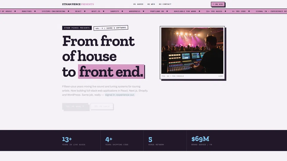 Homepage snapshot at launch