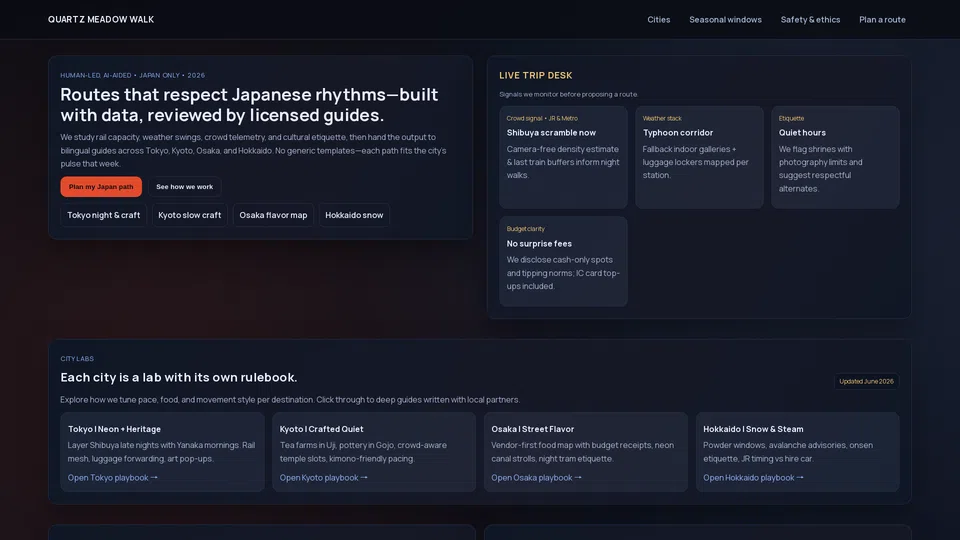 Homepage snapshot at launch