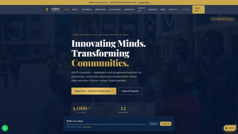 Homepage snapshot at launch
