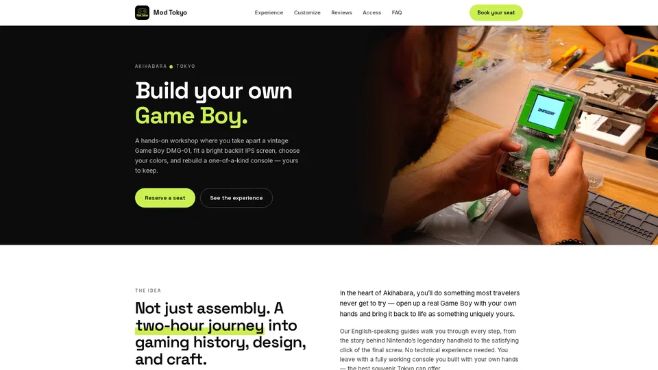Homepage snapshot at launch
