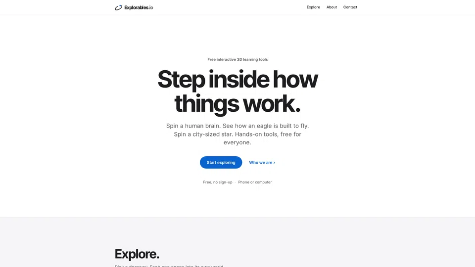 Homepage snapshot at launch