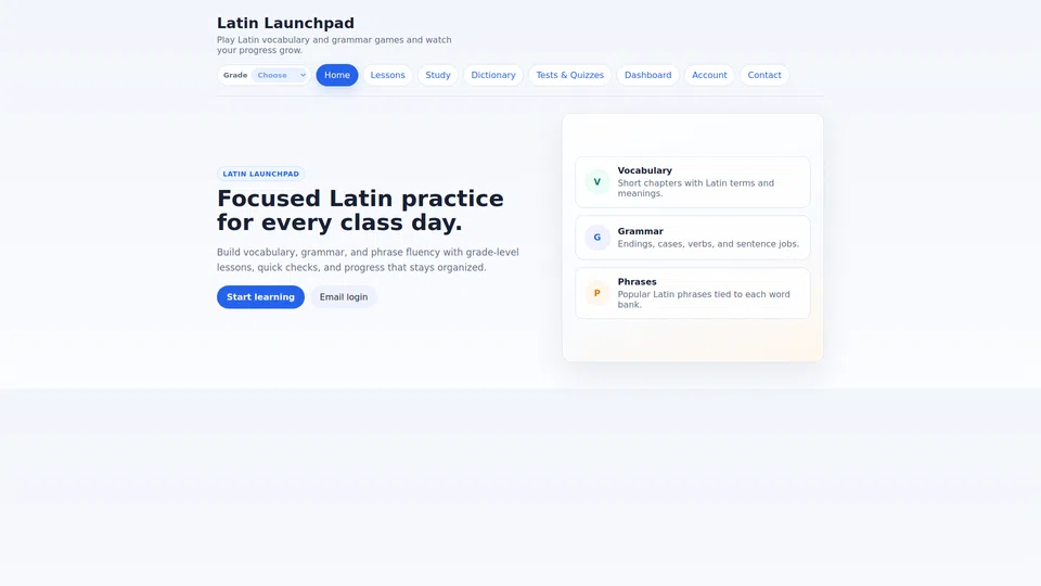 Homepage snapshot at launch