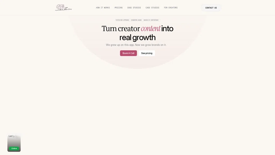 Homepage snapshot at launch